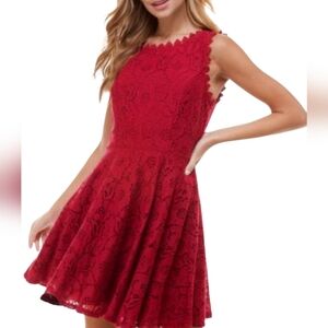 Jodi Kristopher Vibrant red Lace Dress